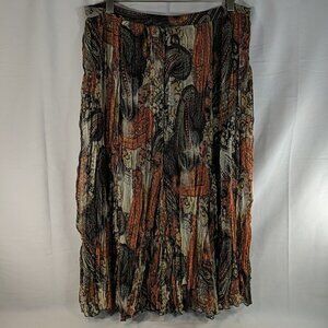Dana Buchman 100% Silk Maxi Skirt Paisley Orange Multicolor 16 Flowy Ruffle Line